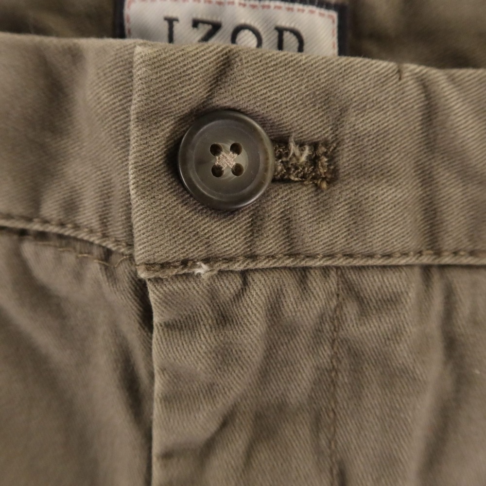IZOD Shorts Mens 40 Green 100% Cotton Twill Chino Pleated - Picture 2 of 7